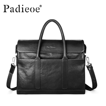 Padieoe Fashion Cowhide Male Business Men Briefcase Bag Luxury Leather Laptop Bag Man Black Handbag Large Capacity Shoulder Bag 2024 - buy cheap