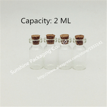 500/lot 2ml Clear Mini Glass Bottle with Cork, 2cc Small Sample Vials, Glass Cork Bottle,Glass Container 2024 - buy cheap