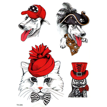 5pcs Pirate Dog And Miss Cat  Waterproof Temporary Tattoos Men Beauty Animals tatouage temporaire femme Tatoo stickers 2024 - buy cheap
