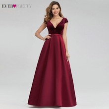 Sexy Burgundy Evening Dresses Ever Pretty EP00982BD A-Line V-Neck Velour Elegant Long Evening Gowns Abiye Gece Elbisesi 2020 2024 - buy cheap