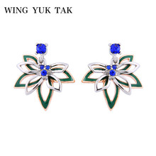 wing yuk tak Trendy Enamel Flower Earrings For Women Oorbellen Vintage Metal Dangle Drop Earrings Korean Jewellery Accessories 2024 - buy cheap
