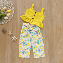 Infant NewBorn baby Children clothes Set Infant Kids Outfit Kid Girl Ruffle Vest Tops Printed Pants Outfits Set Clothes 2024 - buy cheap