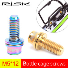 RISK-tornillos de fijación para jaula de botella de bicicleta, 2 uds., TC4, M5 de titanio x 12, tornillo de fijación para bomba de bicicleta con arandela para fijación de jaula de botella de ciclismo 2024 - compra barato
