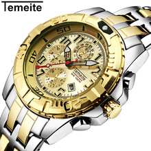 men's watches luxury gold mens watch TEMEITE brand men wristwatch quartz stainless steel waterproof man watches 2024 - buy cheap