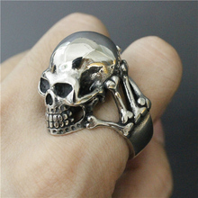 Drop Ship Size 7-14 Ghost Skull Ring 316L Stainless Steel Man Heavy Motor Biker Skull Ring 2024 - buy cheap