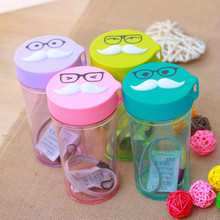 4 Colors Fashion Transparent Drinking Bottles Cartoon moustache Bottle  Portable Leak-proof Water Bottle 2024 - buy cheap