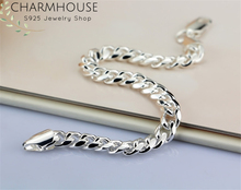 Charmhouse pulseira masculina de prata 925, bracelete com corrente de 10mm, joia para casamento 2024 - compre barato