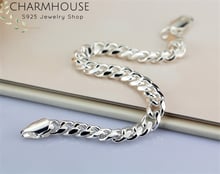 Charmhouse Solid 925 Silver Bracelets for Men 10mm Link Chain Bangle Bracelet Wristband Pulseira Femme Wedding Bridal Jewelry 2024 - buy cheap