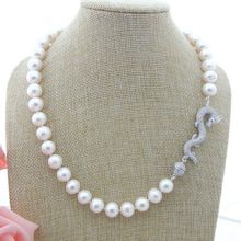 Collar de perlas naturales de agua dulce, collar de perlas blancas de 30 ", 9-10MM, cierre de CZ 2024 - compra barato