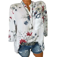 Floral Printed Blouse Women Tops V Neck Summer Casual Long Sleeve Autumn Loose Ladies Office Shirt Blusas 2018 Plus Size 4XL 2024 - buy cheap