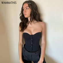 WannaThis Sexy Tube Top Sleeveless Backless Party Women Top Slash Button Casual Bodycon Black Slim 2019 Fashion Summer Tank Top 2024 - buy cheap