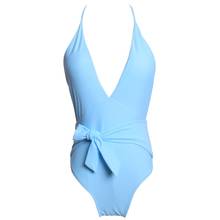 GOXPACER Swim Suit One Piece Bow Tie Swimwear Bikini Set Lace V Neck Suit Women Swimwear Swimsuit Slim Wire Free Sling Neck New 2024 - buy cheap