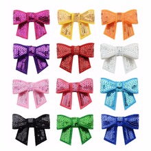 24pcs/lot  Embroideried  Sequin Bows  WITHOUT CLIP Kids Hair Accessory Bowknot applique Bow For DIY Headband  562 2024 - buy cheap