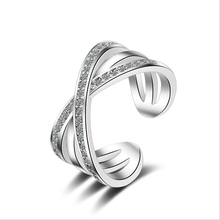 Kofsac anel de prata esterlina 925, novo pingente requintado com zircônia, anéis cruzados para mulheres, joia de festa, presentes de dia dos namorados 2024 - compre barato