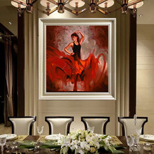 Bailaora de Flamenco española pintura Mujer latina pintura al óleo sobre lienzo de alta calidad de pintado a mano pintura latina rojo Skirt12 2024 - compra barato
