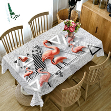 3D Colorful Flower and Flamingo Tablecloth Dustproof Thicken Cotton Rectangular/Round Table Cloth for Wedding Picnic Party 2024 - buy cheap