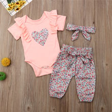 Baby Girl Clothes Romper Pant Set With Headband 3 Pcs Newborn Outfits For Girl Infant First Fashion Baby Girl Clothing Set 0-18M 2024 - buy cheap