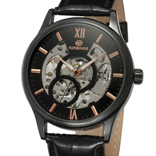 Forsining marca superior relojes movimento mecânico esqueleto com preto relógio de couro genuíno masculino negócios relógios de pulso mecânico 2024 - compre barato