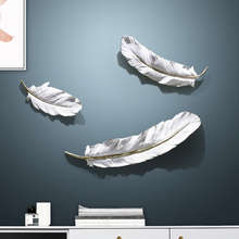 Modern Resin 3D White Luxury Feather Wall Hanging Ornaments Crafts Home Livingroom Sofa Background Wall Sticker Mural Decoration 2024 - buy cheap