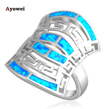 Special designer new arrival products Fashion Jewelry Blue Fire Opal Silver Stamped Rings for women USA #7 #7.5 #8 OR493A 2024 - buy cheap