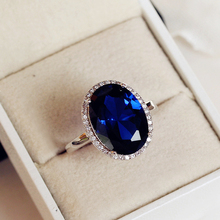 Fashion White Gold Color Oval dove egg Shape Royal Blue Stone Ring Wedding Engagement Luxury Women Jewelry Birthday Gift 2024 - buy cheap