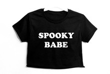 Sugarbaby-Camiseta corta con estampado de Spooky Babe para mujer, Tops informales de manga corta, camisetas recortadas de Babygirl, camiseta de moda, envío directo 2024 - compra barato