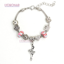 Fashionable Jewelry European Bracelet Heart Hallow Ball Heart Bead Ballerina Charm Bracelets for Women 2024 - buy cheap