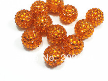 20mm 100pcs/lot  Orange(#16) Resin Rhinestone Ball ,Chunky Beads For Kids  Jewelry Making 2024 - buy cheap