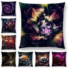 Novo design da impressão 3d lindo capa de almofada flores coloridas virtual capa de almofada de algodão linho sofá capa de travesseiro 2024 - compre barato