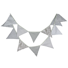3.2m 12 Flags Silver Gray Various Patterns Banner Pennant Garland kids Baby Shower Birthday Bunting Gender Reveal Party Decor 2024 - buy cheap