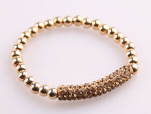 Free shipping fashion 6mm Alloy Bead with crystal pipe charm stretch Bracelet 2024 - buy cheap