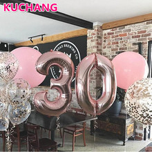 1pc 16/30/40inch Rose Gold Gradual Fruit Green Number Foil Balloon 0-9 Birthday Party Wedding Anniversary Decoration Baby Shower 2024 - buy cheap