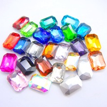 Colorful glass Crystal 4*6mm 6*8mm 8*10mm 10*14mm 13*18mm 18*25mm 18*27mm Rectangle shape 25 colors glue on rhinestones diy trim 2024 - buy cheap