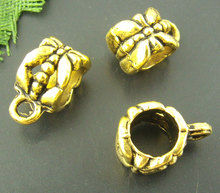 8SEASONS 50PCs Antique Gold Color Charms Bail Beads 6x12mm Big Hole(B01325) 2024 - buy cheap