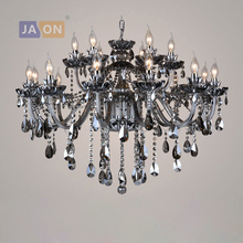 led e14 European Iron Crystal Glass Smoky Gray Chandelier Lighting Lamparas De Techo Suspension Luminaire Lampen For Foyer 2024 - buy cheap