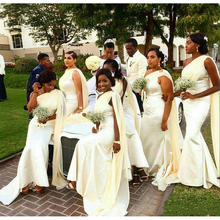 2019 um ombro sereia damas de honra vestidos longo elegante africano dama de honra dama de honra vestido festa de casamento vestido convidado 2024 - compre barato