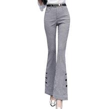 New Women's 2022 Spring Autumn Women office lady Plaid Trousers skinny High Waist flare pants plus size 2XL 2024 - buy cheap
