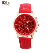 2018 new fashion brand watches women clock leisure ladies quartz watch stitch button Red leather wristwatches 2024 - buy cheap