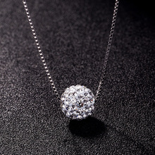 Classic Simple 925 Sterling Silver Necklace For Women 10mm Zircon Ball Necklaces Pendants Sterling-silver Jewelry 2024 - buy cheap