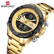 Naviforce relógio masculino de pulso, relógio de quartzo para homens, em aço inoxidável dourado, esportivo e casual, clássico, 2019 2024 - compre barato