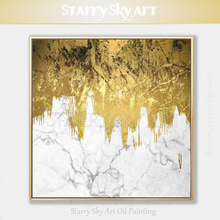 Luxury Wall Art Hand-painted Gold Foil Abstract Oil Painting on Canvas Beautiful Gold and White Oil Painting for Home Decoration 2024 - buy cheap