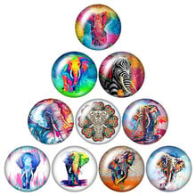 Colorful Painting elephant 10pcs mixed 12mm/16mm/18mm/25mm Round photo glass cabochon demo flat back Making findings ZB1172 2024 - buy cheap