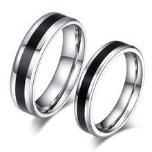 Черные кольца для мужчин и женщин, простые винтажные кольца из нержавеющей стали в стиле бохо, мужские кольца для пар, ширина 6 мм, anillos mujer 2024 - купить недорого