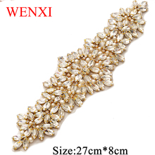 WENXI-Parche de costura con cuentas apliques con abalorios de cristal con forma de diamante para vestidos, diadema DIY, 30 Uds., WX825 2024 - compra barato