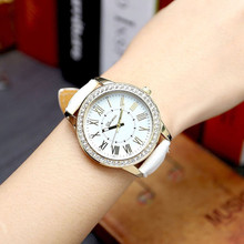 Geneva Women's Watch Leather Roman Rhinestone Quartz Wrist Watch Ladies Dress Luxury Brand Mens Watches montre femme Wholesales 2024 - buy cheap