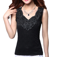 Women's Summer Sexy Blouse Shirt Elegant Sleeveless Black Crochet Lace Shirt Tops and Blouses Women Blusas Camisa Vest Plus Size 2024 - buy cheap