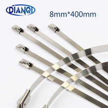 100pcs 8mmx400mm 8mm*400mm Latching Self-Locking Stainless Steel wires cable ties self-Lock tie wrap zip ties 201 304 316 2024 - buy cheap