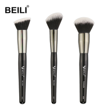 BEILI  3 pieces Makeup Brushes set Real Goat Hair Pony hair Black handle Highlight Blush Long Hair Eye shadow foundation 2024 - buy cheap