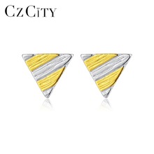 CZCITY New Boho Brushed Triangle Design Stud Earrings for Women Simple Geometry Earring Silver 925 Jewelry Daily Wearing Brincos 2024 - buy cheap