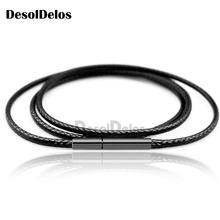 Black Necklace Cord Leather Cord Wax Rope Chain With Stainless Steel Clasp For Men Women DIY Necklace Making 1mm 1.5mm 2mm 3mm 2024 - buy cheap
